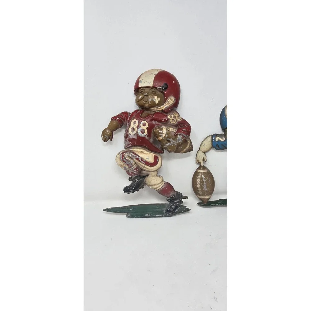 Vtg Homco 1976 cast metal‎ football players boy nursery wall decor sport mencave